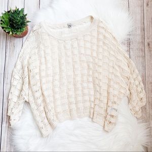 UO Ecote Cropped Open Knit Sweater
